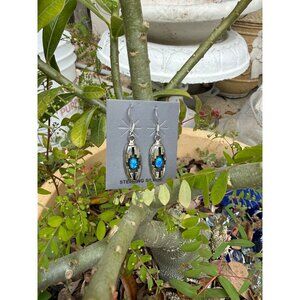 Native Felix Perry Navajo Handmade Sterling Silver Lab Opal Earrings Boho Gift
